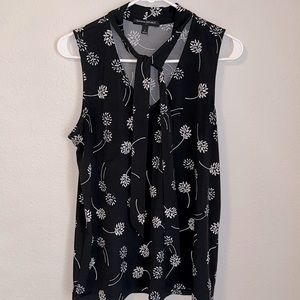 black and white floral blouse